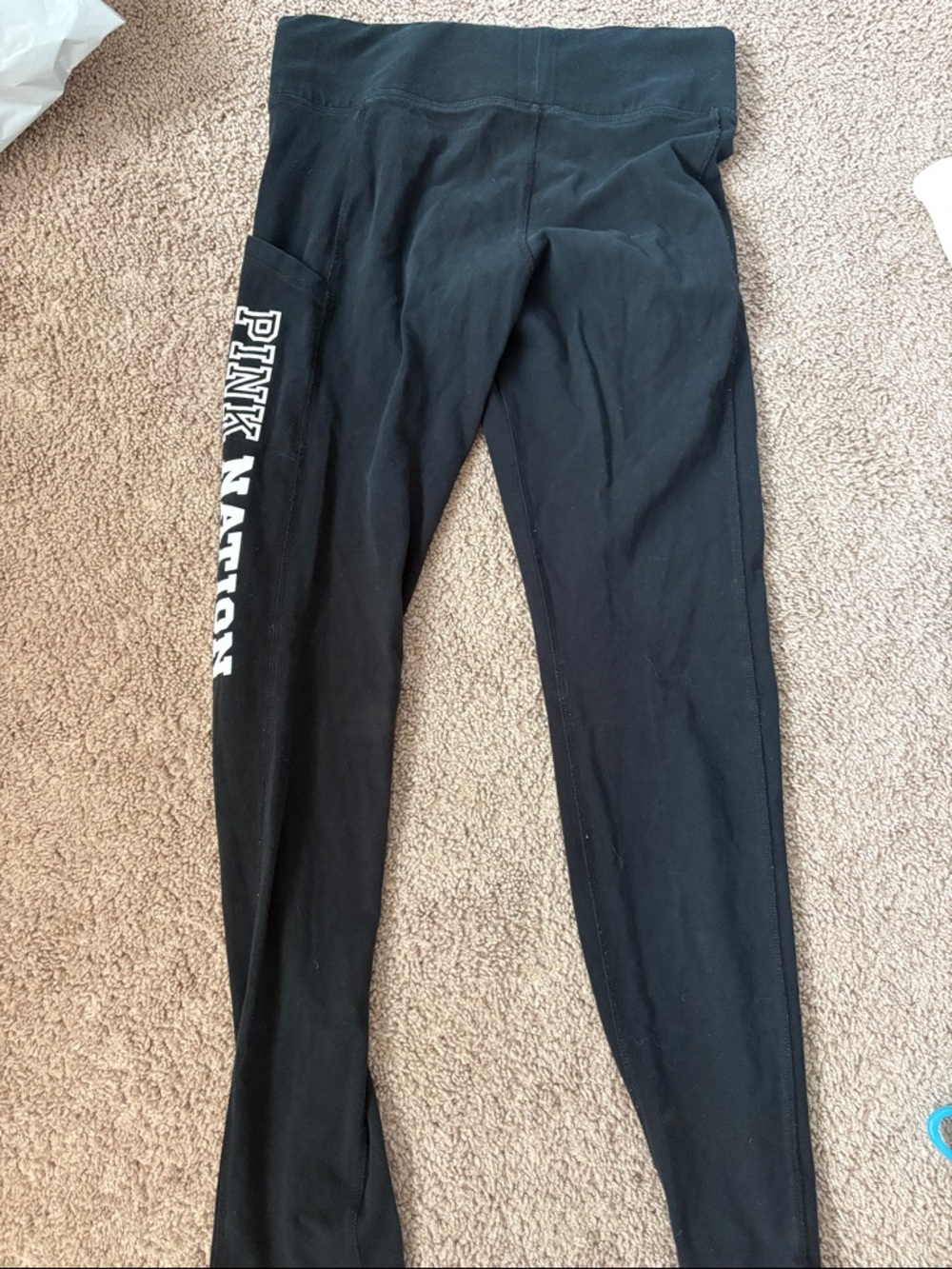 PINK Victoria's Secret Black Leggings with Side 'PINK NATION' Logo